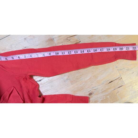 J. Crew 100% Merino Wool V-Neck Sweater Bow Lightweight S Orange Travel Preppy - Picture 8 of 8